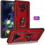 Wholesale LG Stylo 6 Tech Armor Ring Grip Case with Metal Plate (Red)